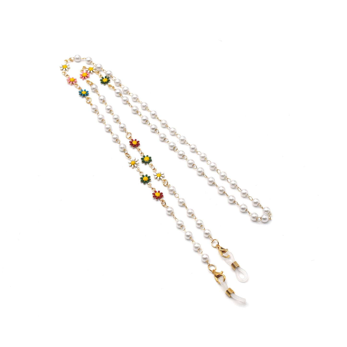 Elegante Perlen- und bunte Edelstein-Brillekette Brehn