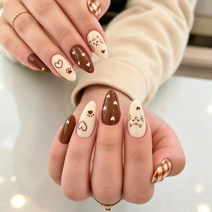 Kunstnagelset mit verspieltem Tier- und Herzmotiv Brehn