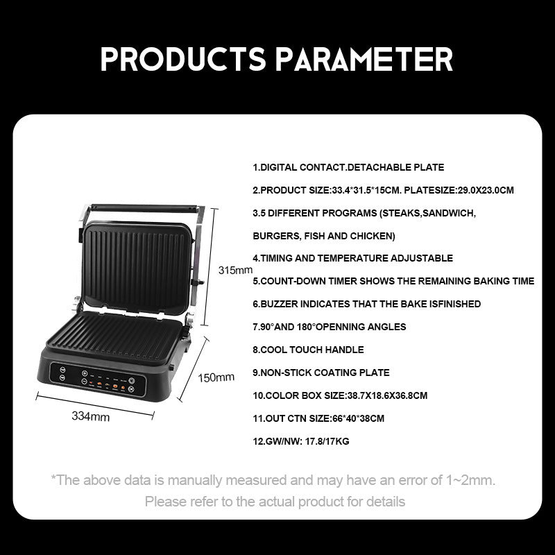 Vielseitige Elektrogrillpresse mit einstellbarer Temperaturkontrolle Brehn