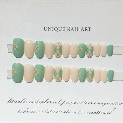 Trendiges geometrisches Muster Press-On-Nagelset