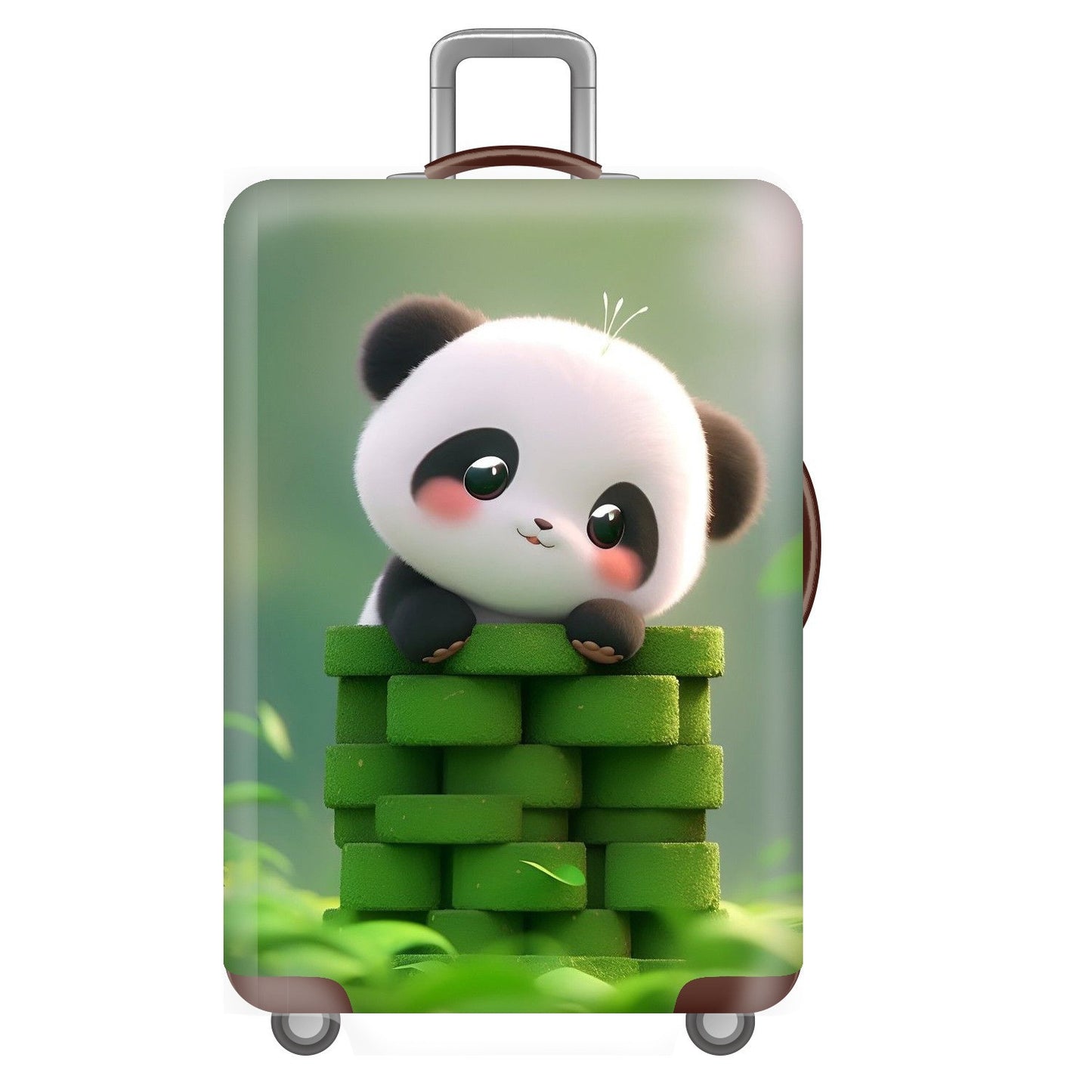 Unisex nan elastische Kofferhülle für Hartschalen-Trolley mit niedlichem Panda-Motiv, dehnbarer Schutzüberzug mit Griff‑ und Rollenöffnungen Brehn