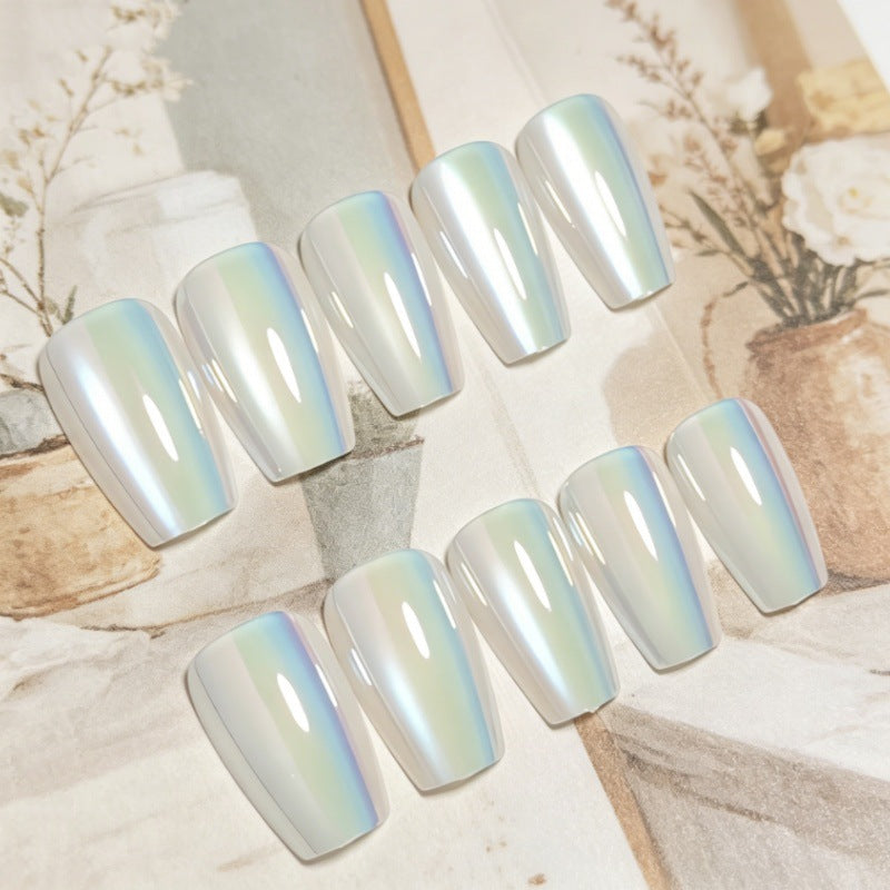 Iridescent Glossy Press-On Nail Set Brehn