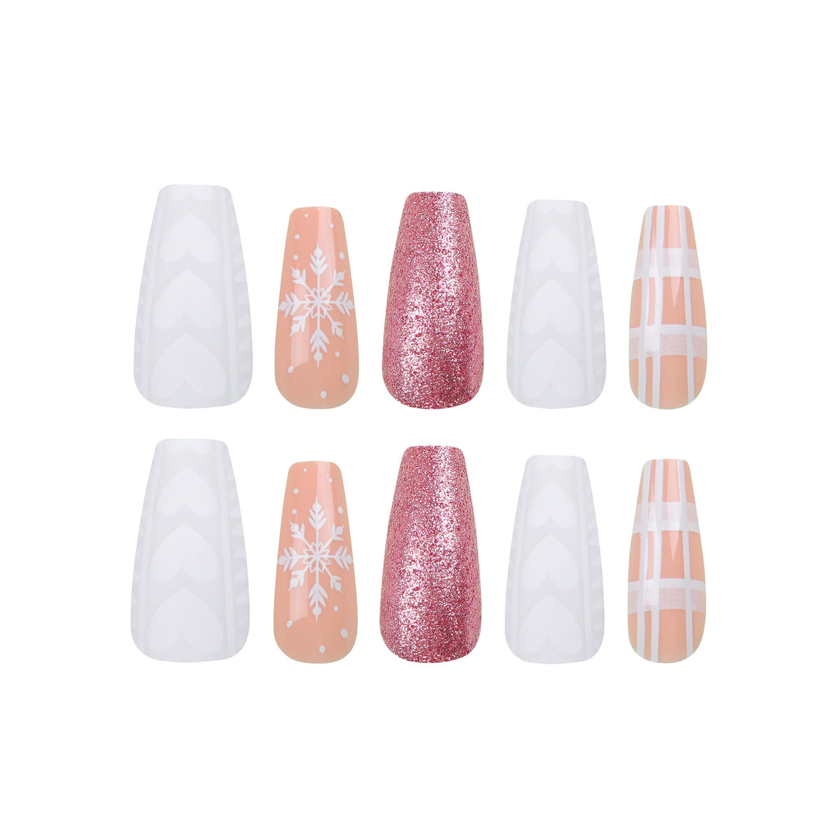Kunstvolle Nagelverlängerungen mit festlichem Glitter-Design Brehn