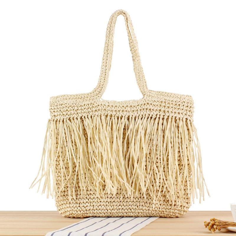 Designer-Strohtasche mit Fransenverzierung Brehn