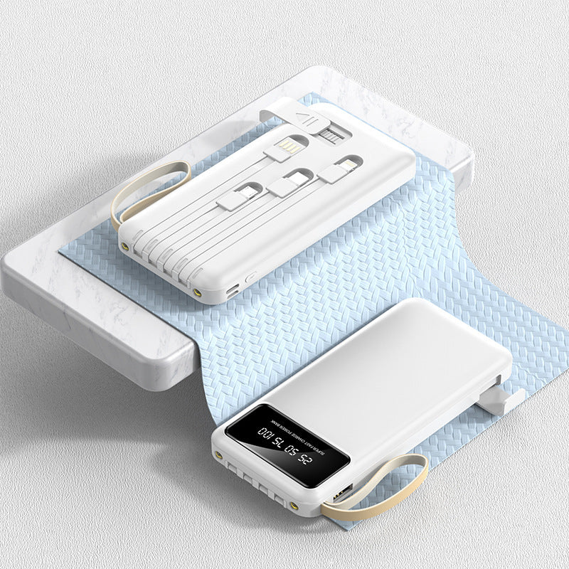 Tragbare Powerbank mit integriertem Multifunktions-Ladekabel und digitaler Anzeige Brehn