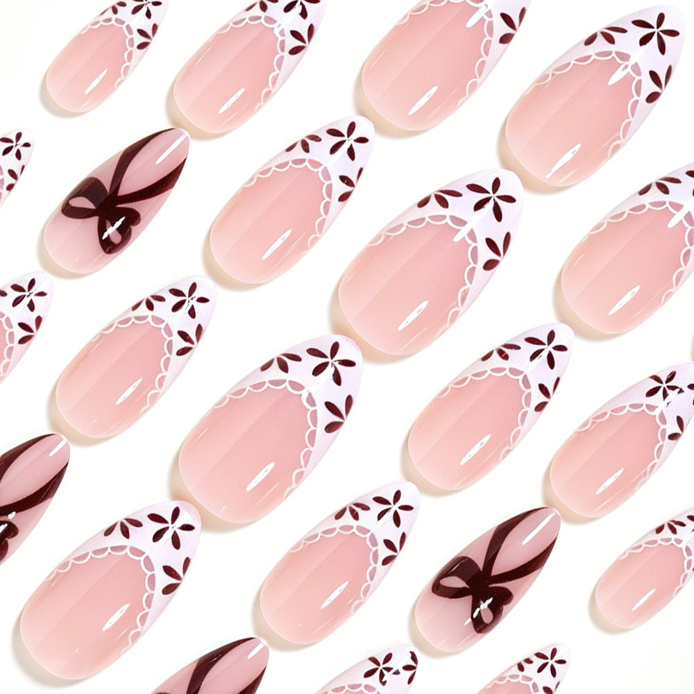 Elegante florale Akzent Press-On Nail Art Brehn