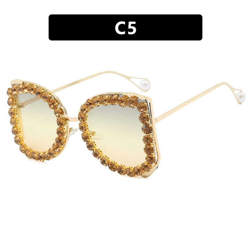 Damen extravagante Katzenaugen-Sonnenbrille mit funkelndem Strassrahmen Brehn