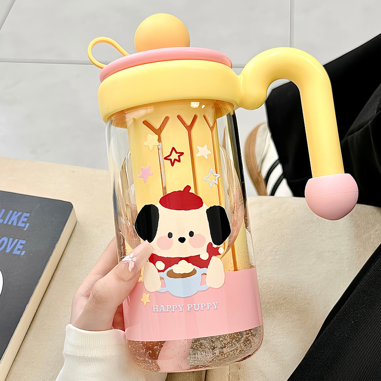 Damen Trinkflasche mit verspieltem Katzenmuster Brehn
