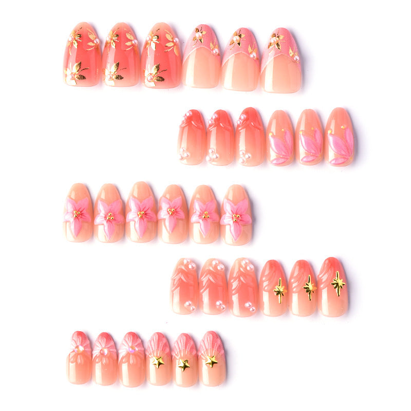 Florale Verzierungen Press-On Nagelkunst Brehn