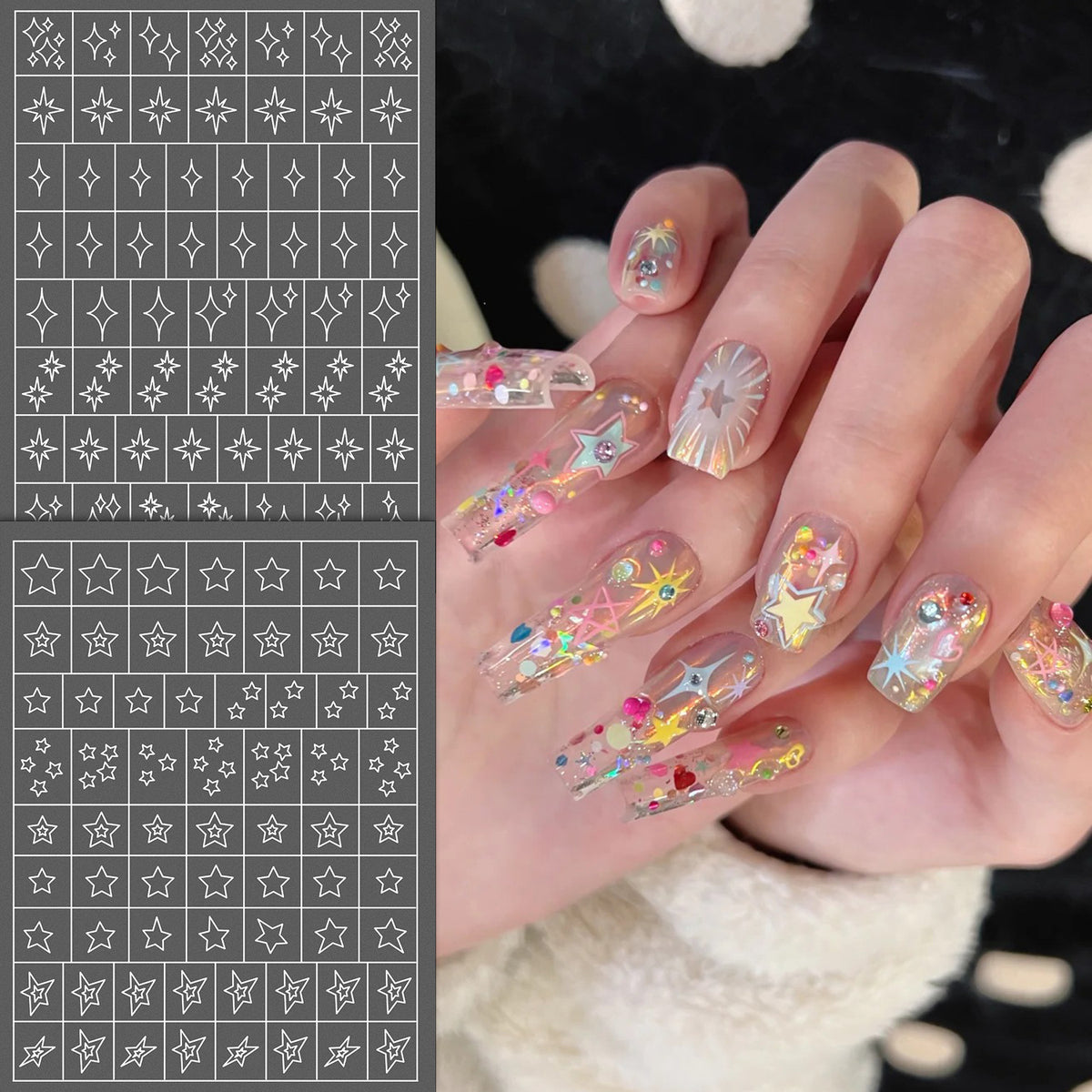 Schmetterlings-Nagelkunst-Schablonenblatt
