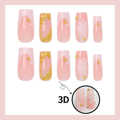 Kunstnagelset mit eleganten Goldakzenten Brehn