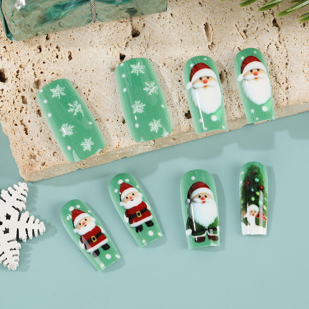 Glitzernde Kunstnägel im festlichen Weihnachtsdesign Brehn