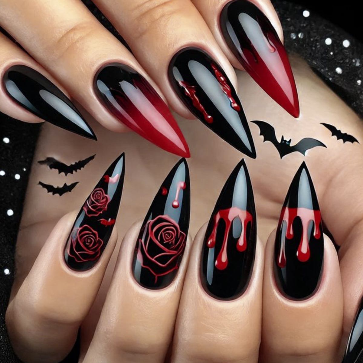 Gothic Horror Themed Nail Art Extensions Brehn