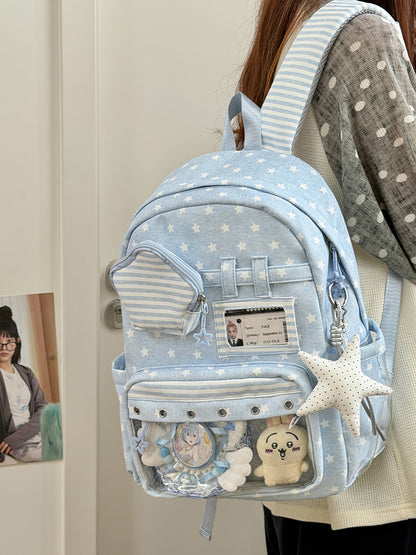 Stilvoller Mehrfach-Taschen Klar-Panel Rucksack Brehn