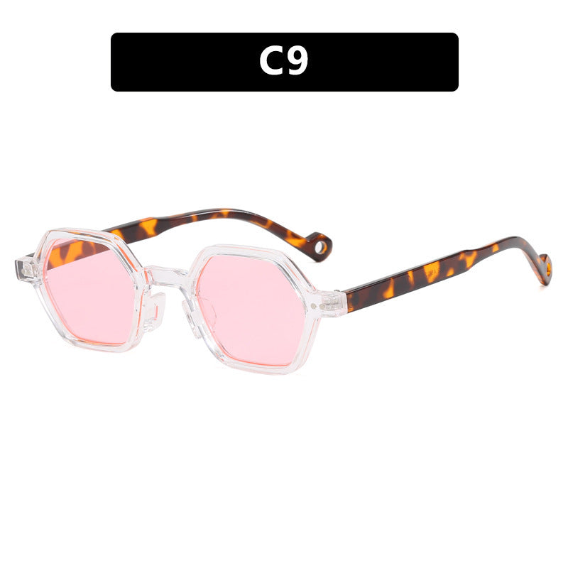 Damen hexagonale Sonnenbrille mit transparentem Rahmen Brehn