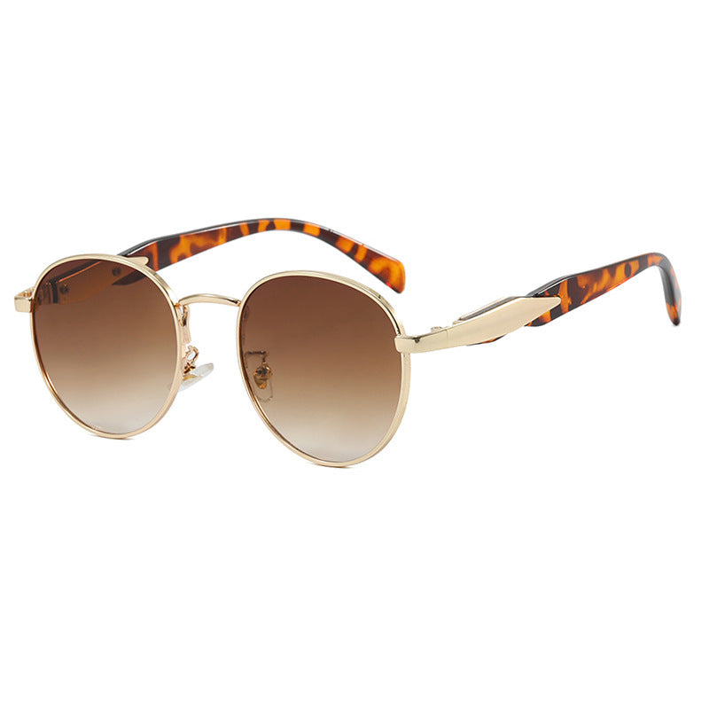 Damen runde Sonnenbrille mit elegantem, goldenen Rahmen und UV-Schutz Brehn