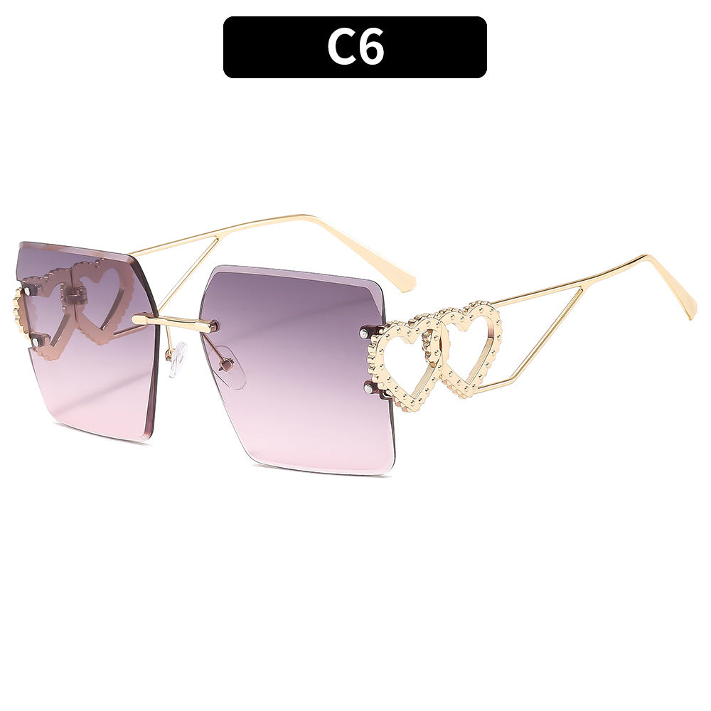 Herz-dekorierte übergroße quadratische Sonnenbrille