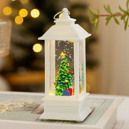 Weihnachtslaterne mit LED-Beleuchtung und dekorativem Schneeeffekt