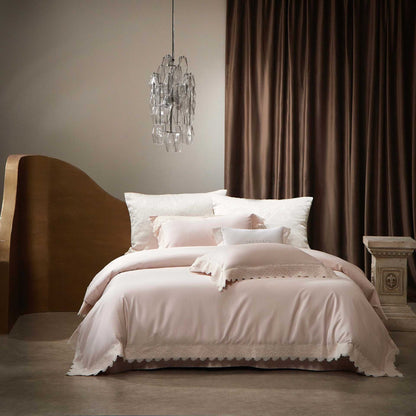 Luxuriöses Satin-Bettwäsche-Set mit Spitzenbesatz