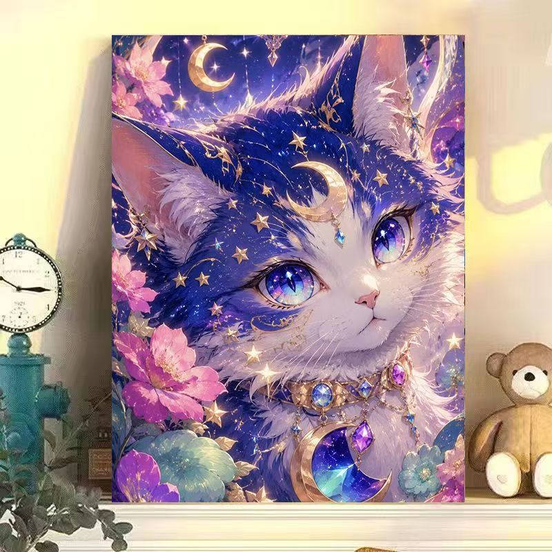 Cosmic Cat Illustration Wand Kunst Brehn