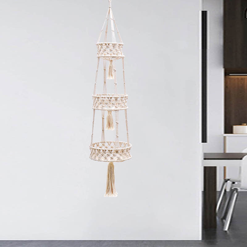 Drei-Tier Macramé Hängender Pflanzenhalter