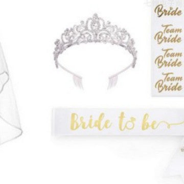 Damen Braut-Accessoires Set mit schimmerndem Schleier und personalisiertem Sash Brehn