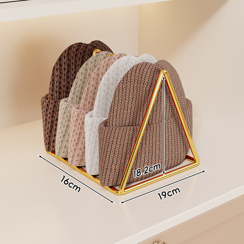 Dreieckiger Gold Metall Multi-Slot Mütze und Strickmützen Organizer Regal