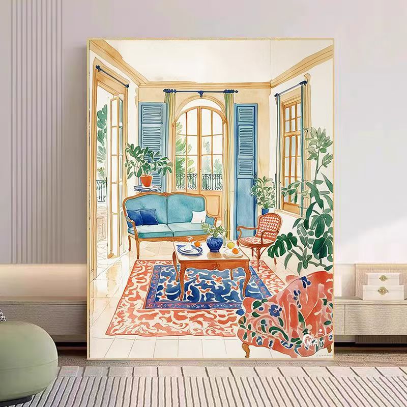 Gemütlicher Wohnzimmer Aquarell Kunstdruck Brehn