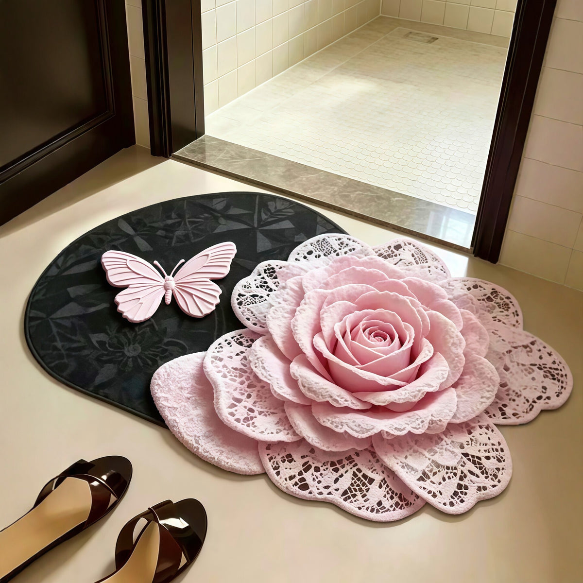 Luxuriöse Blumenmuster-Badematte