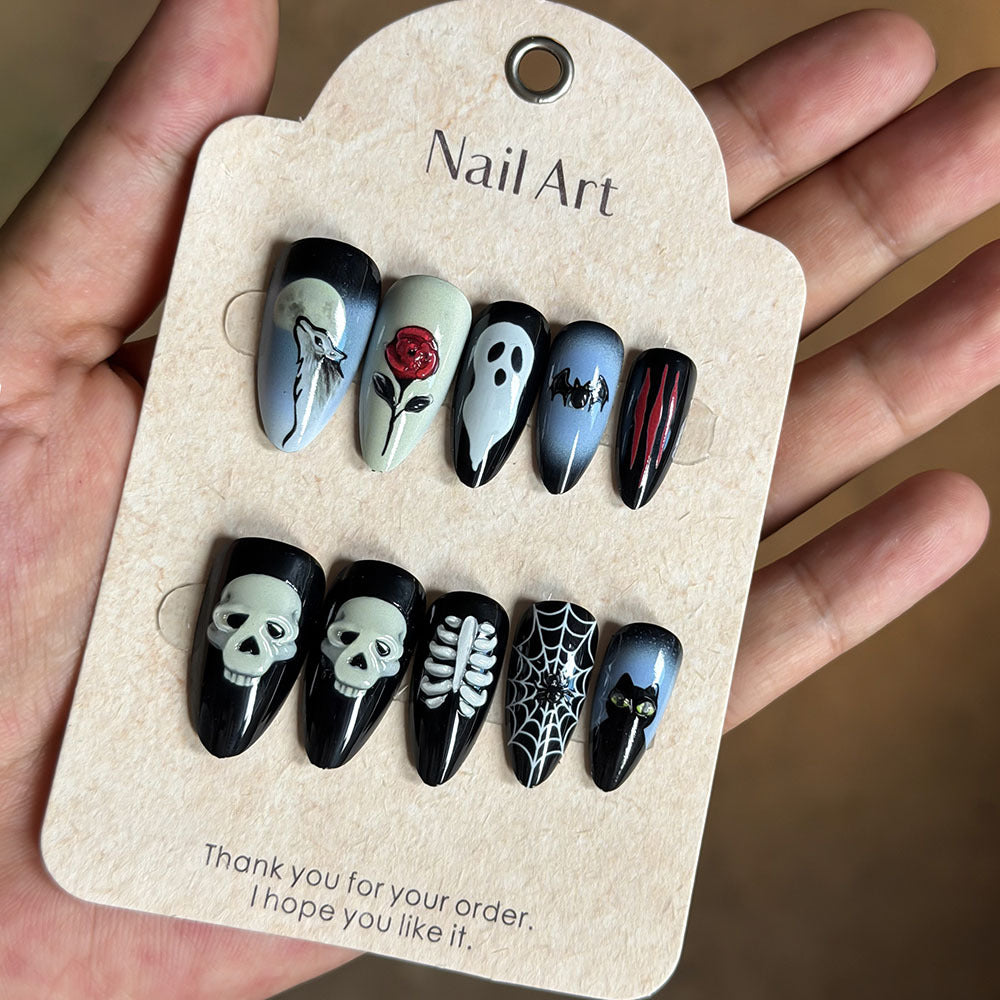 Halloween-Themen Dekorative Press-On Nagel Set Brehn