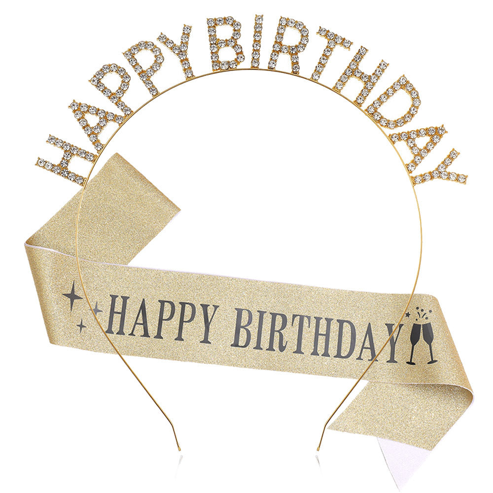 Damen Glitzernder Haarreif mit "Happy Birthday"-Aufschrift Brehn
