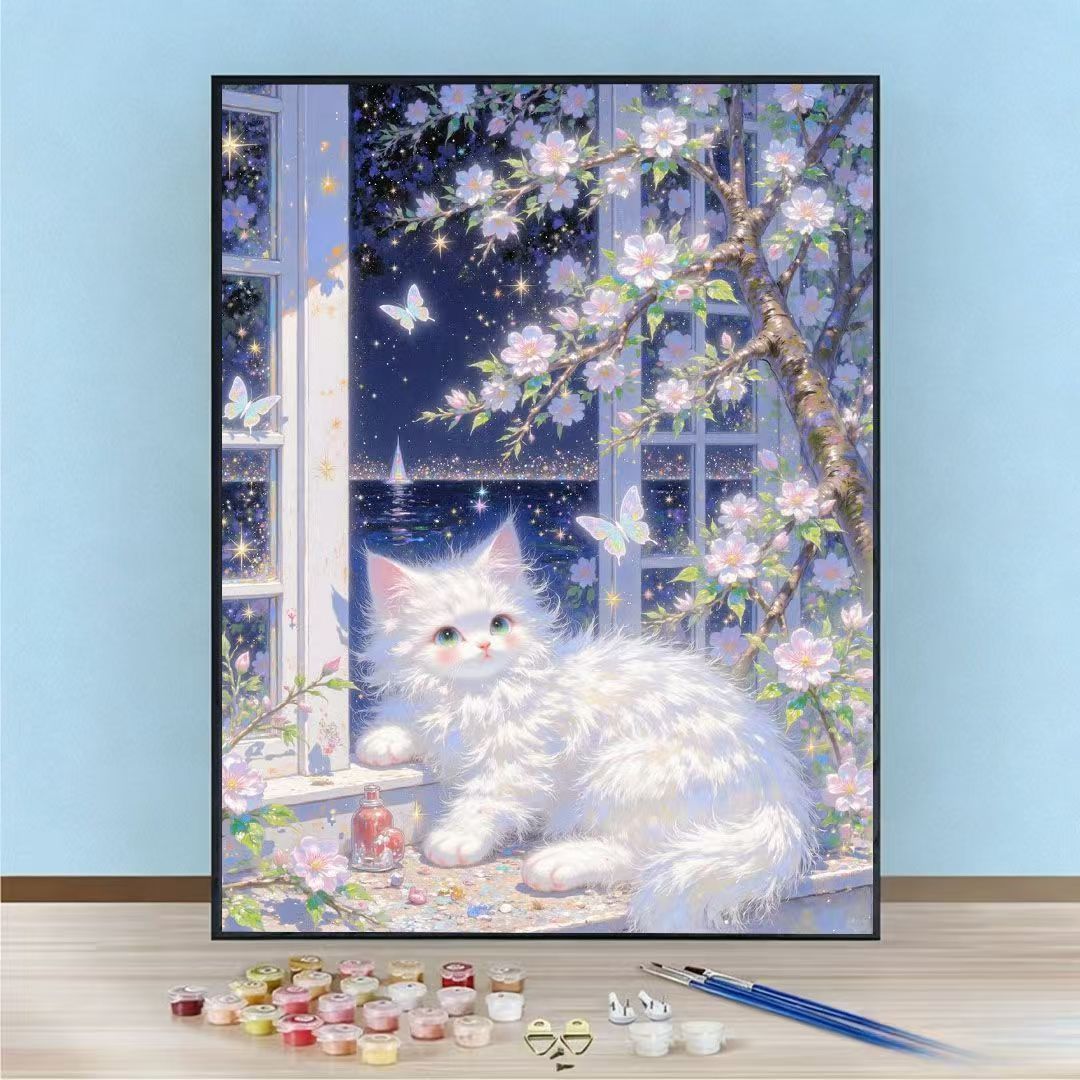 DIY-Katzen-Themen Malen nach Zahlen Kunst-Kit Brehn