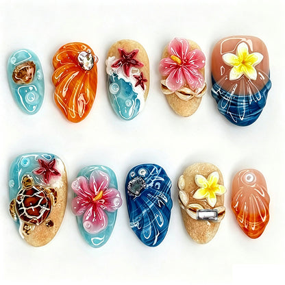 Kunstnagelset mit glamourösen Metallic-Akzenten und kreativen Designs Brehn