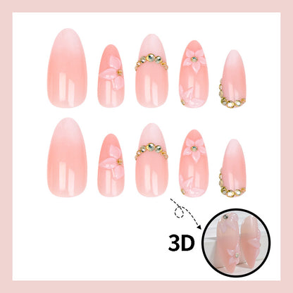 Kunstnagelset mit romantischen Blüten- und Glitzerakzenten Brehn