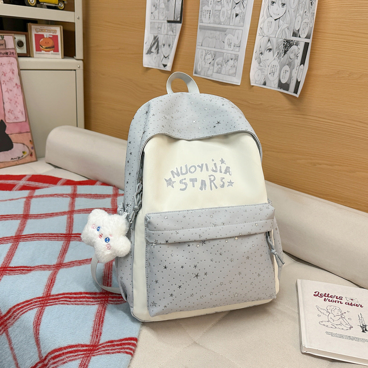 Leichter Schulrucksack mit Sternenmuster