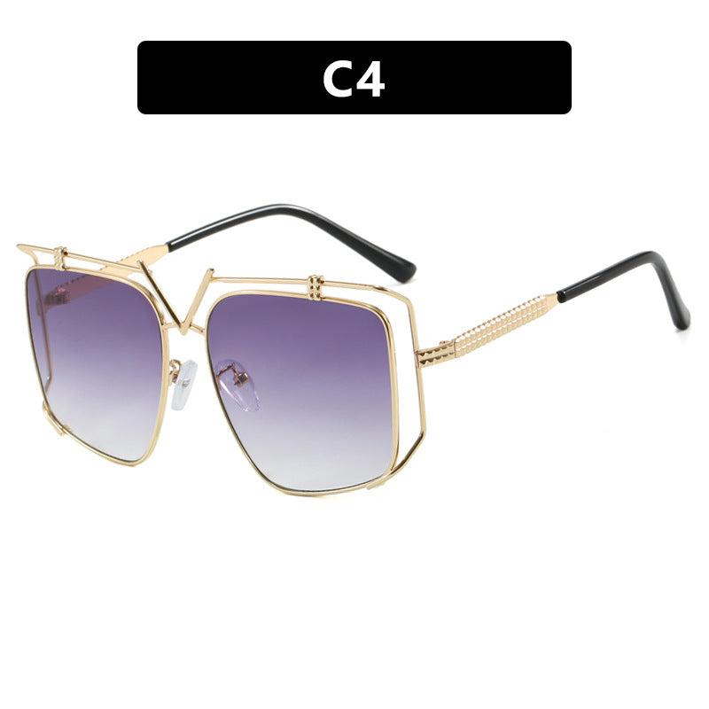 Damen futuristische Oversized-Sonnenbrille mit einzigartigem Geometrie-Rahmen Brehn