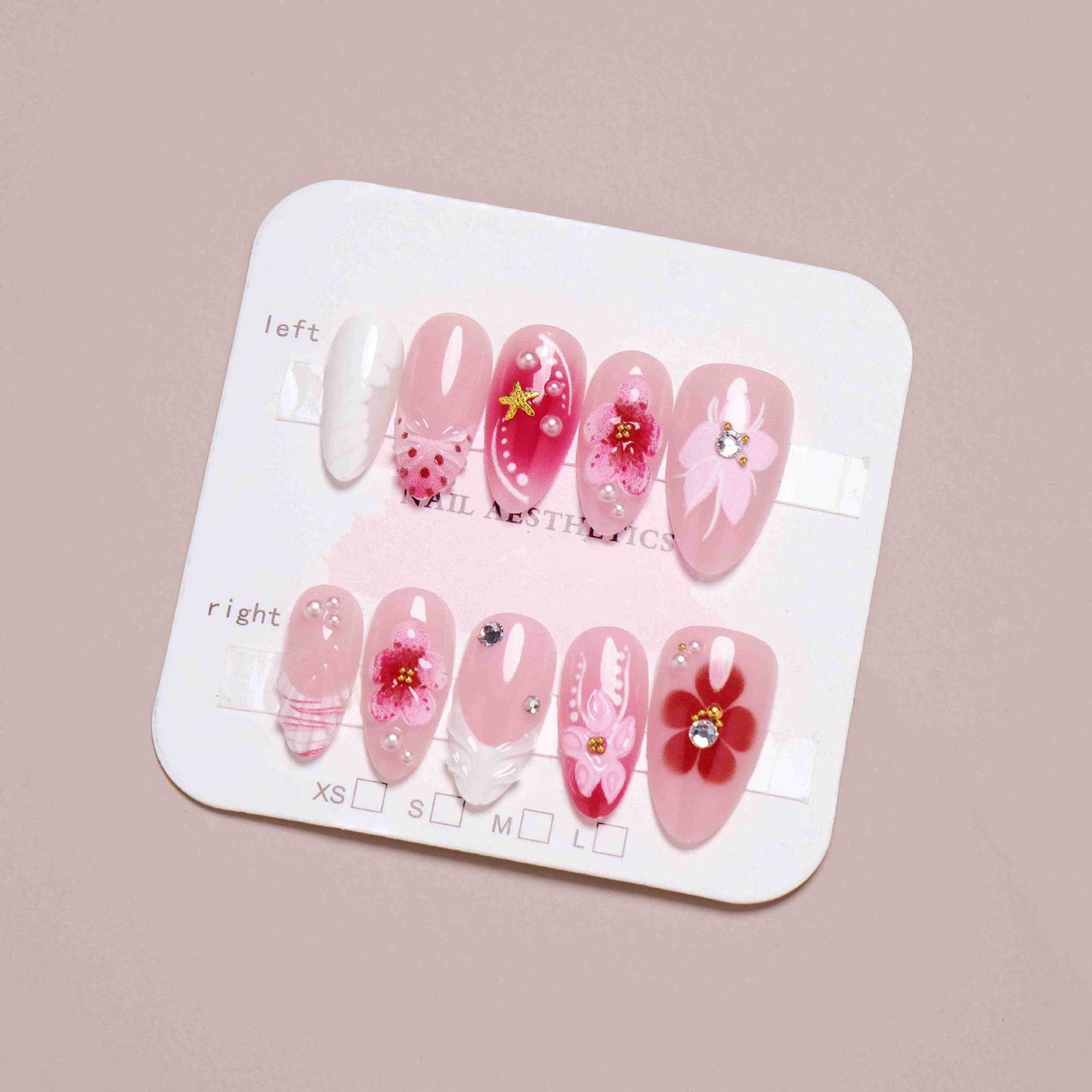 Elegantes florales Design Press-On-Nagelset Brehn