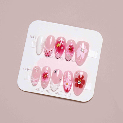 Elegantes florales Design Press-On-Nagelset Brehn