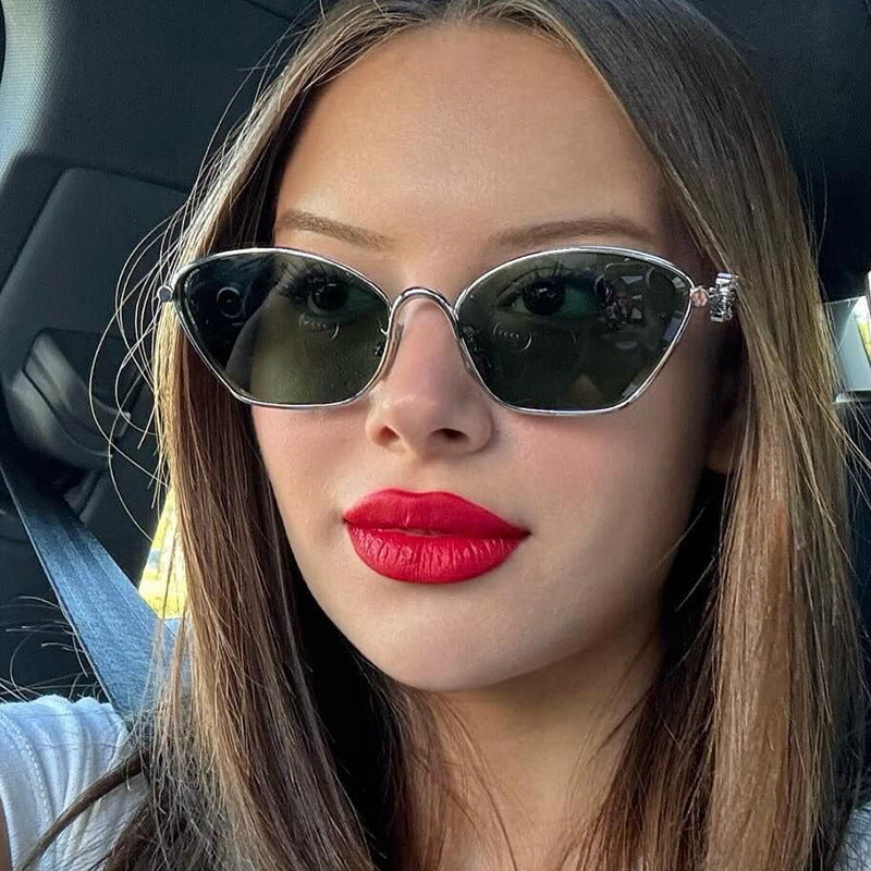 Damen modische Cat-Eye Sonnenbrille mit filigranem Metallrahmen Brehn