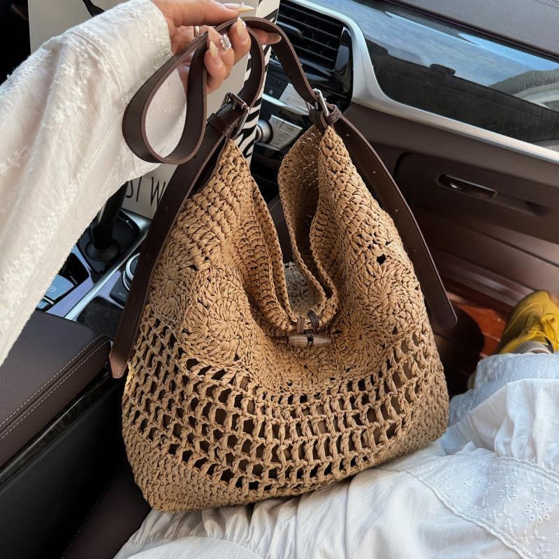 Großer Makramee Shopper mit Stylischem Lederbesatz Brehn