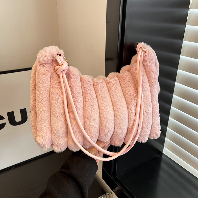 Plüsch Leopardendruck Schultertasche