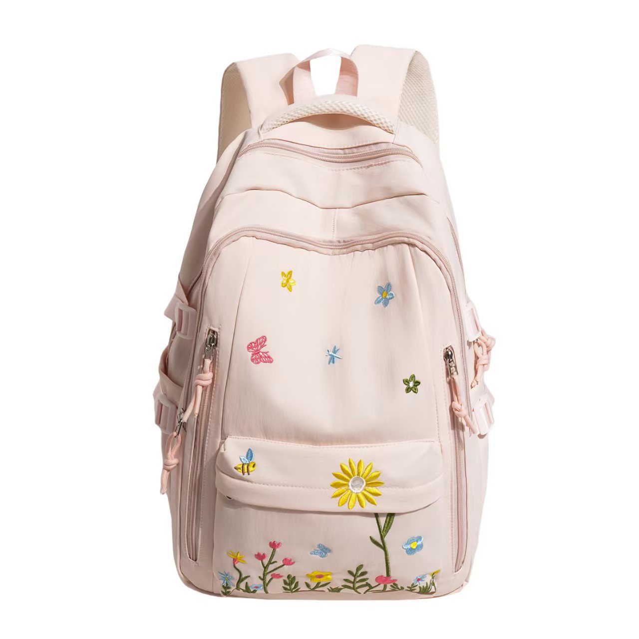 Rucksack mit Floralem Stickmuster und Praktischen Fächern Brehn