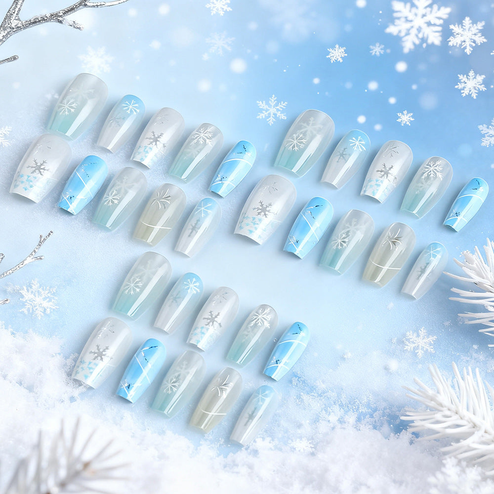 Festliche Schneeflocken Press-On Nagelkunst Brehn