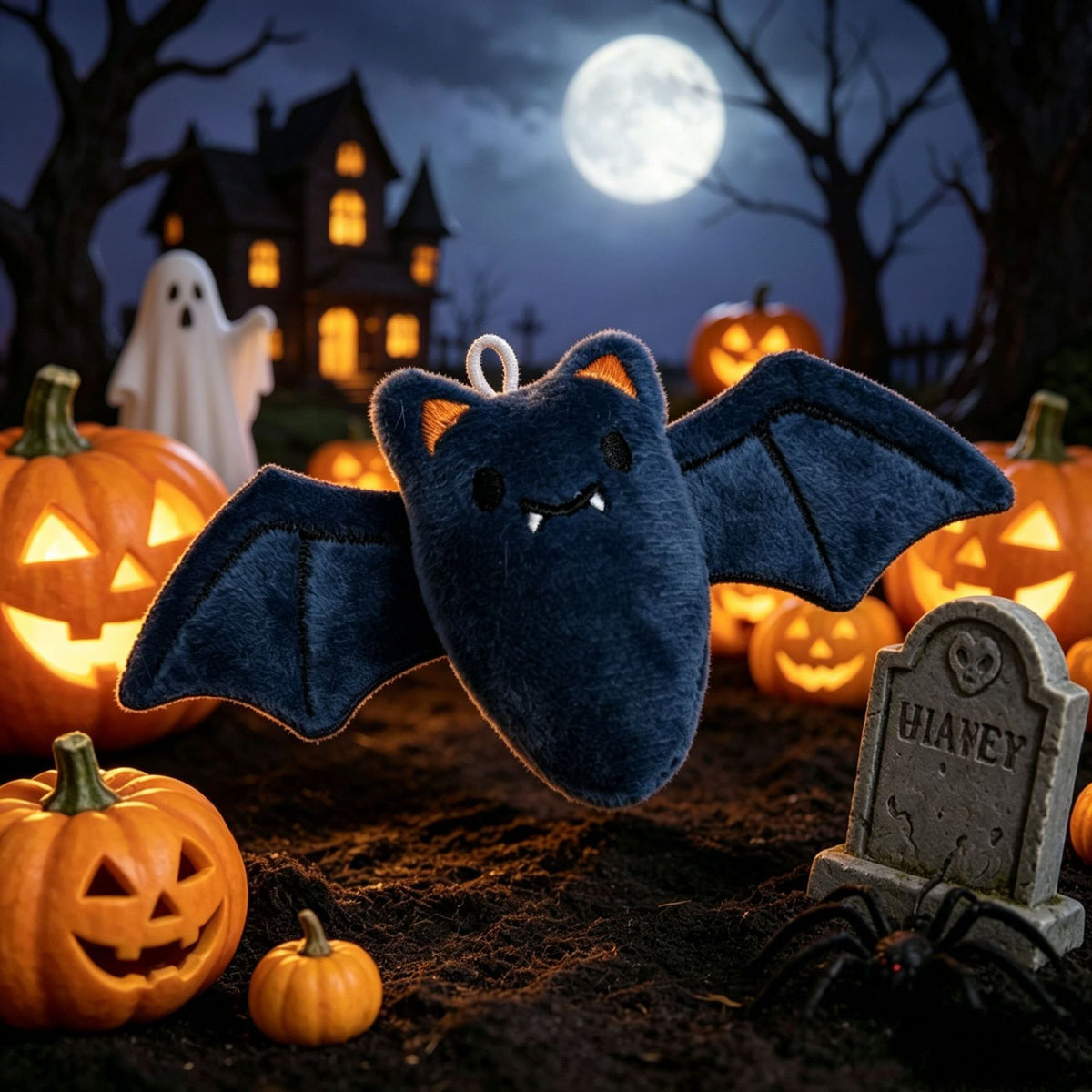 Niedlicher Halloween-Plüschgeist mit weichem Kuschelstoff und gesticktem Gesicht