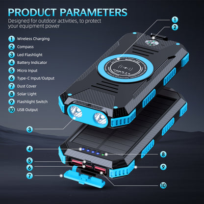 Solar Powerbank mit Kabelloser Ladefunktion Brehn