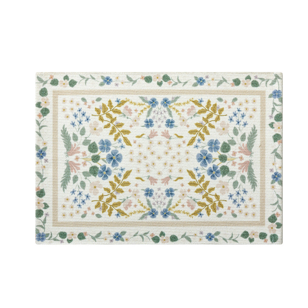 Rechteckiger Dekorativer Vintage-Teppich mit floraler webstruktur und Fransen Brehn