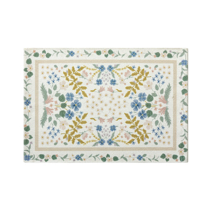 Rechteckiger Dekorativer Vintage-Teppich mit floraler webstruktur und Fransen Brehn