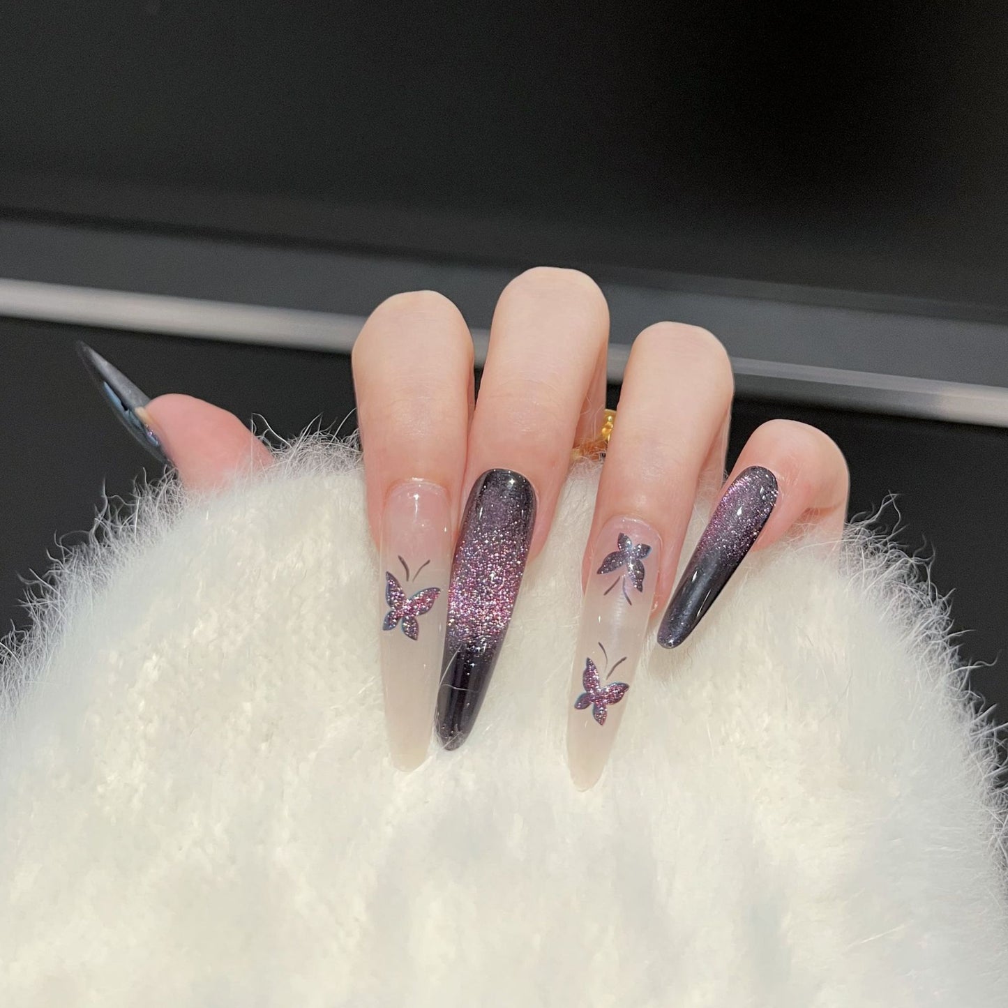 Künstlerisches Schmetterlings-verziertes Press-On Nail Art Set Brehn