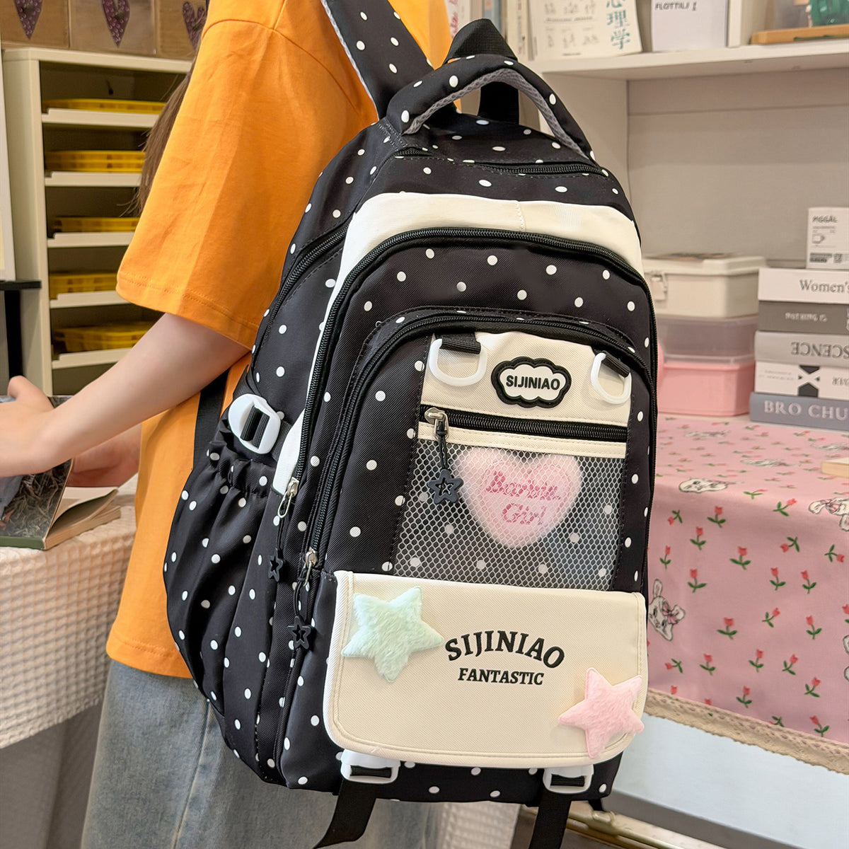 Stylische Pünktchen Schultasche Brehn