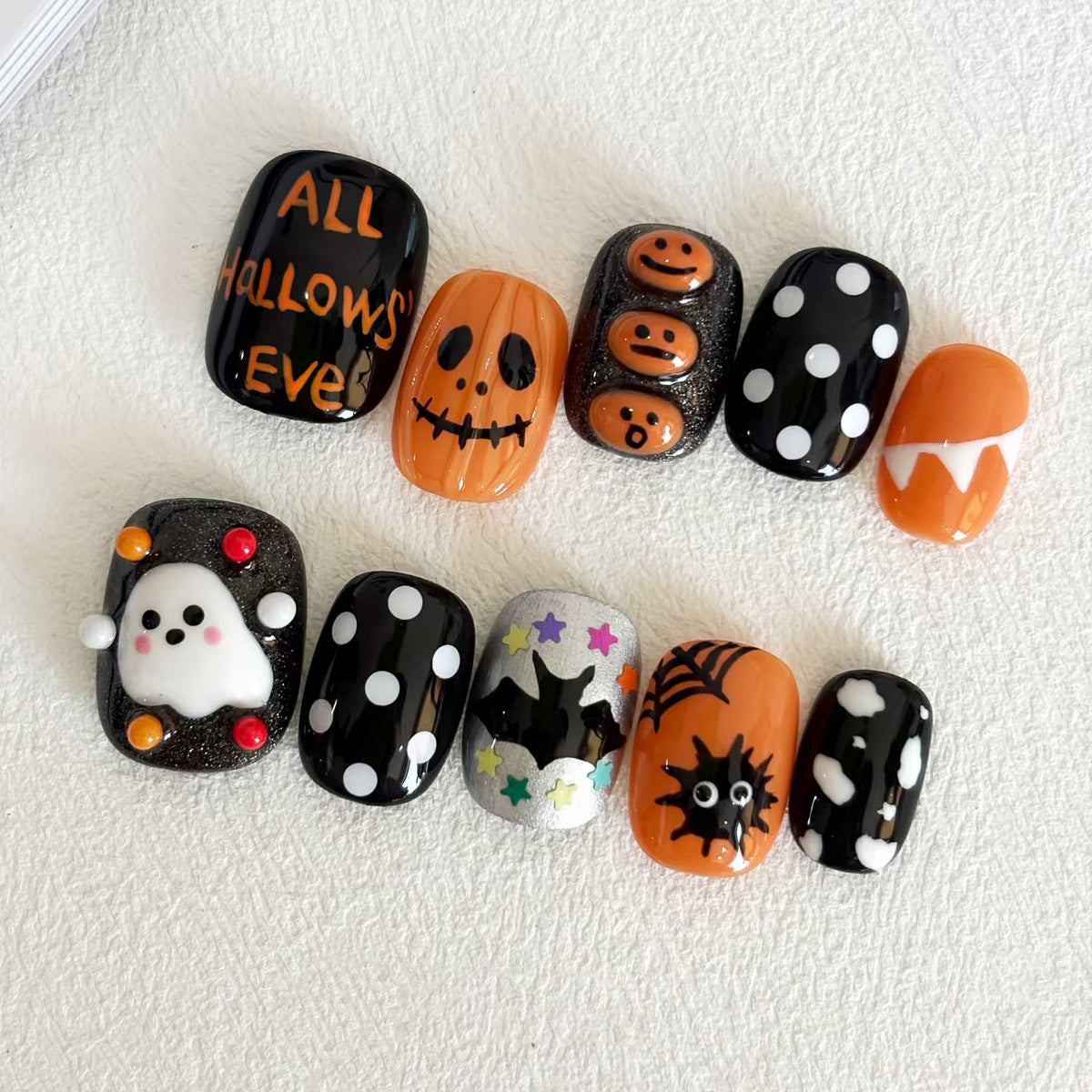 Themen Press-On Nagel Set mit Halloween-Motiven Brehn